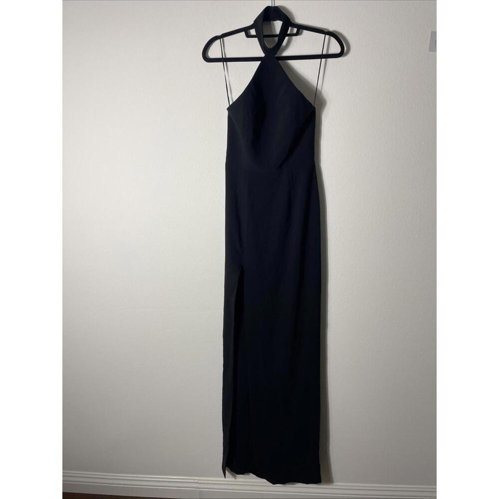 Amanda Uprichard Queen Gown Black Halter Long High Slit XS NWT $260 - Picture 4 of 11